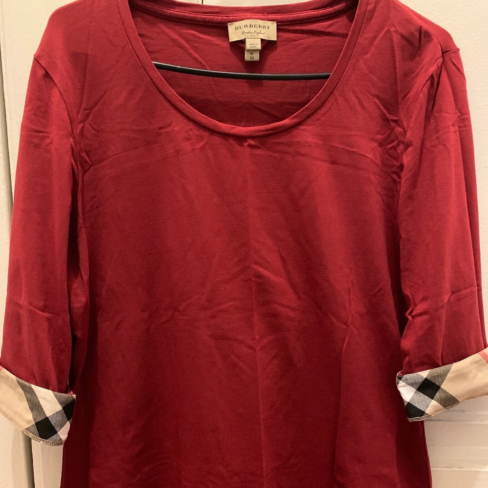 Burberry Brit House Check Cuffs 3/4 Sleeve T-Shirt (Women)